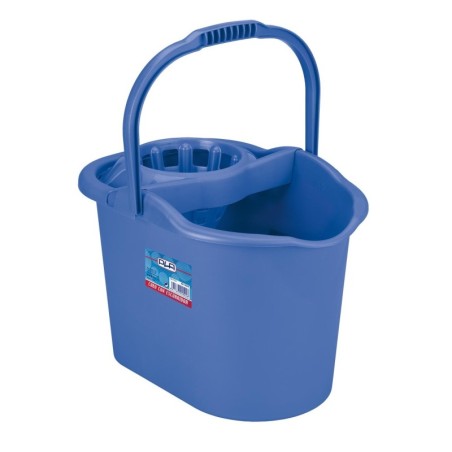 Cubo para fregona con escurridor azul