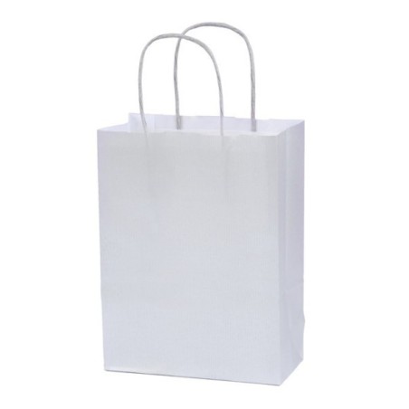 Bolsas de papel con asa rizada blancas