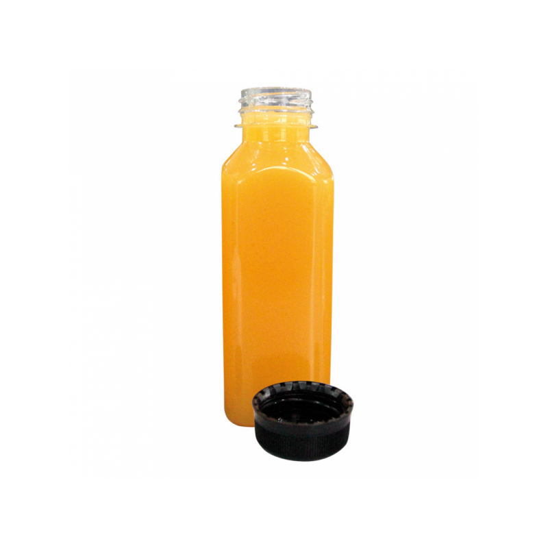 Botella 400 ml. RPET transparente con tapón negro Botella 400 ml. RPET transparente con tapón negro