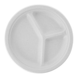 Plato cartón fibra caña 26 cm 3 div.