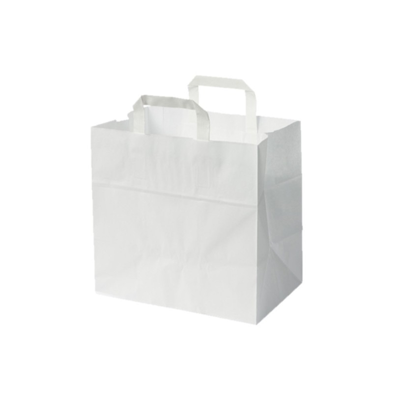 Bolsas de papel blanca con asa plana Bolsas de papel blanca con asa plana