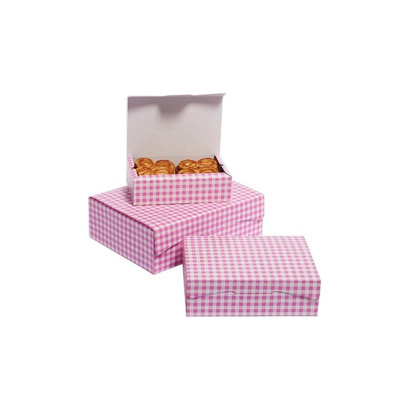 Cajas de pastas cuadros rosas Cajas de pastas cuadros rosas