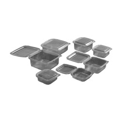 Envases PP reutilizables con bisagra cuadrados