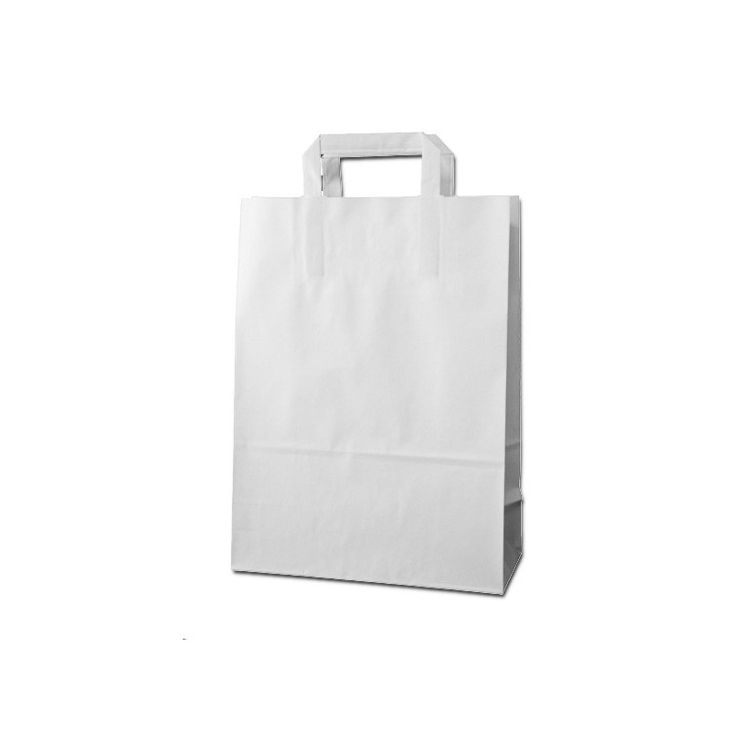 Bolsas de papel blanca con asa plana