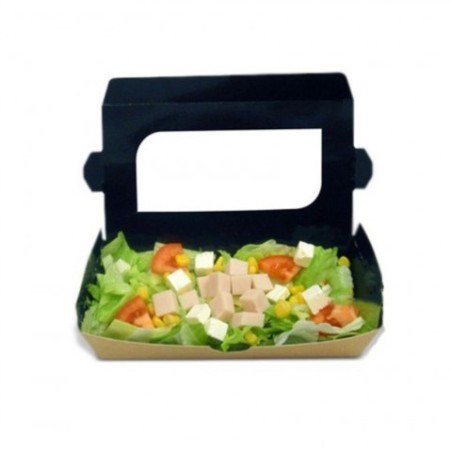 Ensaladera kraft con ventana (interior negro)