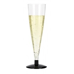 Copa champagne alta pie negro