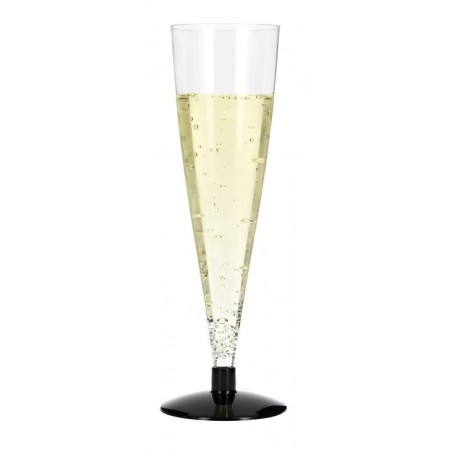 Copa champagne/cava alta pie negro