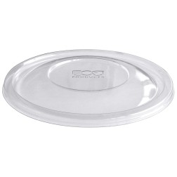 TAPA  RPET antivaho 185MM PARA ENSALADERAS REDONDAS PAPEL CON LAMINACION INTERIOR DE PLA