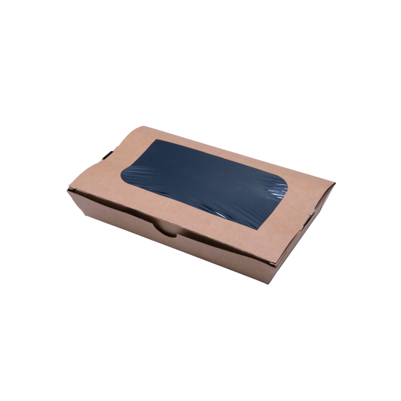 Ensaladera kraft con ventana (interior negro)