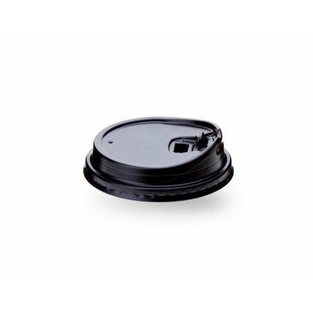 Tapa travel PS CON CIERRE p/vaso 8oz 80mm NEGRA