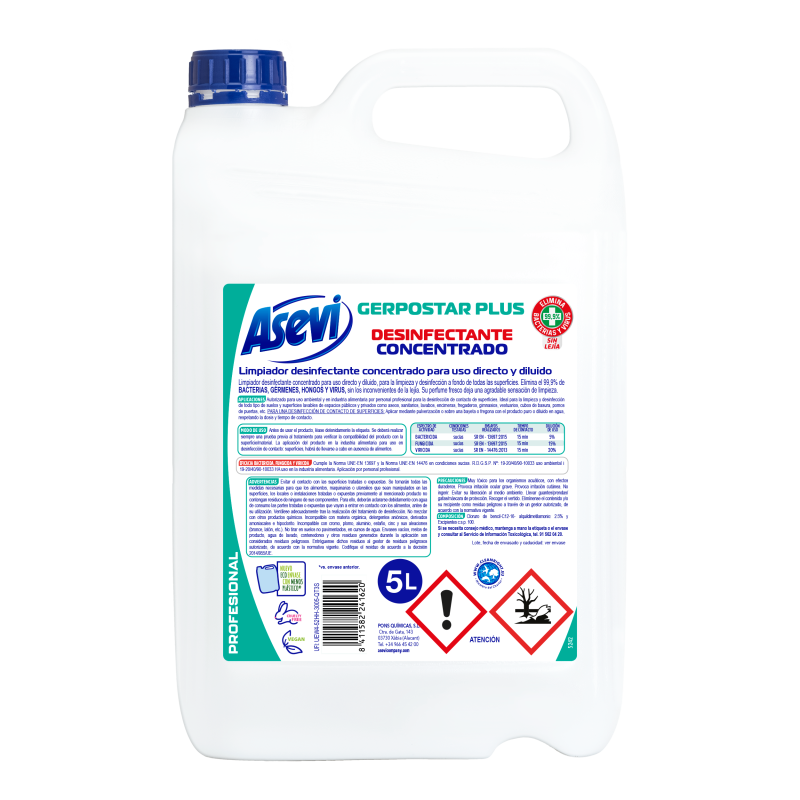 Limpiador desinfectante GERPOSTAR PLUS CONCENTRADO (5kg) Limpiador desinfectante GERPOSTAR PLUS CONCENTRADO (5kg)