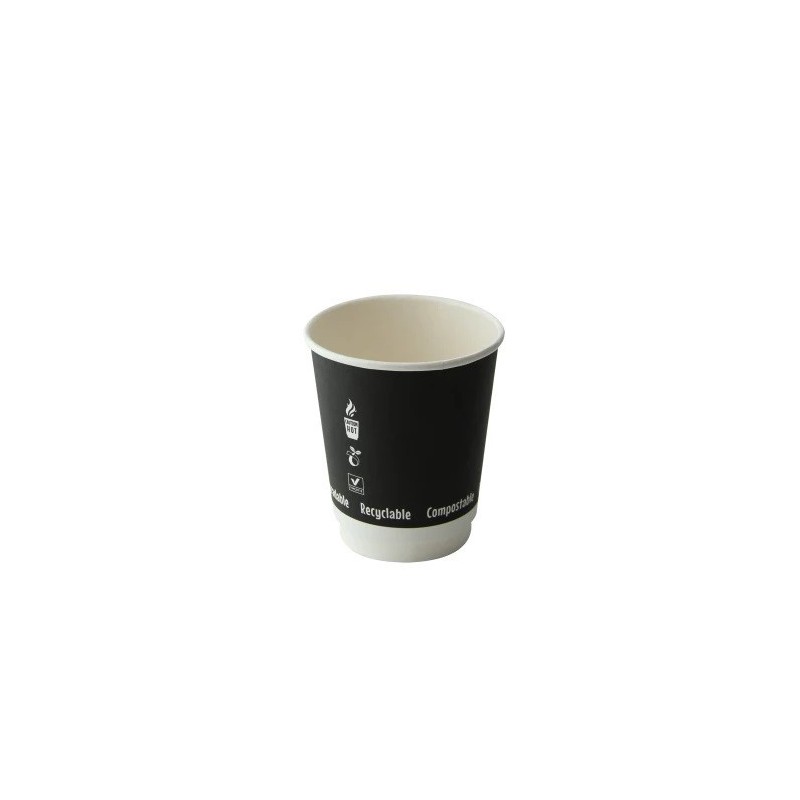 Vaso de papel negro doble pared 210GCDWB