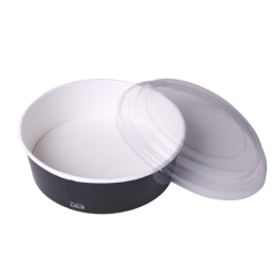 Ensaladeras cartón negras 1000ml/32oz 18,7cm  + tapa transp. RPET