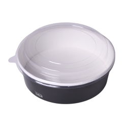 Ensaladera cartón negra 950ml + tapa RPET | Elegancia sostenible