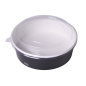 Ensaladeras cartón negras 950ml/32oz 18,7cm  + tapa transp. RPET