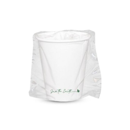 Vaso de cartón blanco Save the Earth 8oz (80mm) ENF. INDIV.