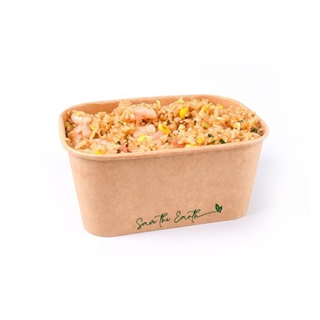 Envase Rectangular Kraft 1000ml + tapa PP