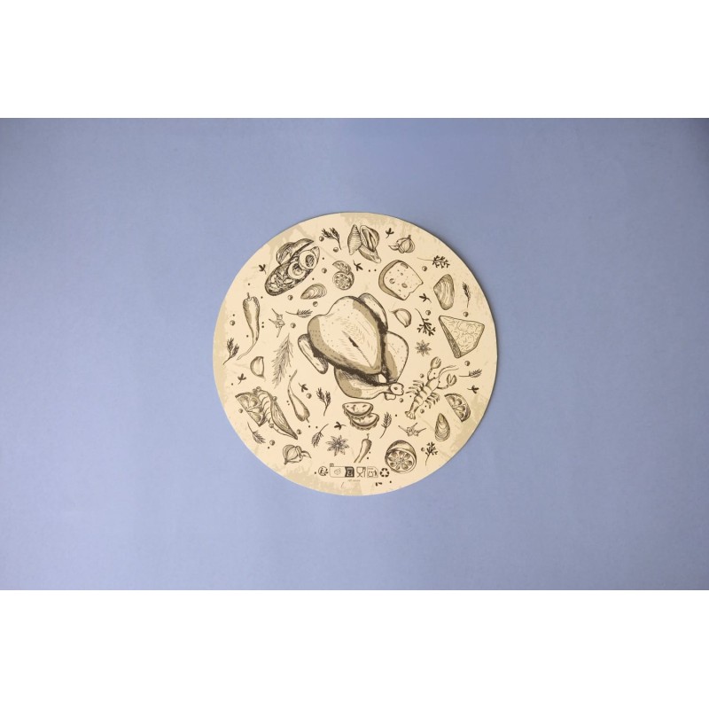 Tapas de cartón circulares p/envases pollos asados