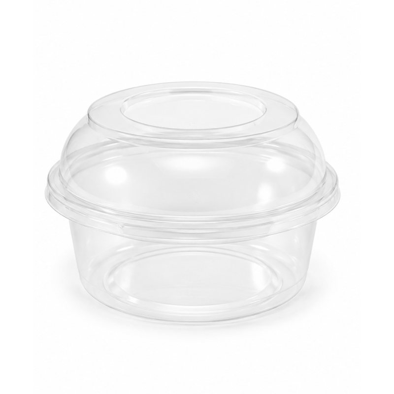 Envase redondo Deli Rpet 8oz/230ml 117mm + Tapa alta cerrada Envase redondo Deli Rpet 8oz/230ml 117mm + Tapa alta cerrada
