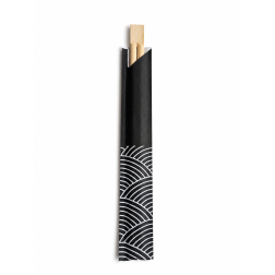 Palillos de bambú de 21 cm con funda de papel
