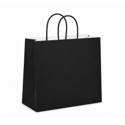 Bolsa de Papel Negra con Asa Rizada | 27x16x31 y 32x20x32 cm