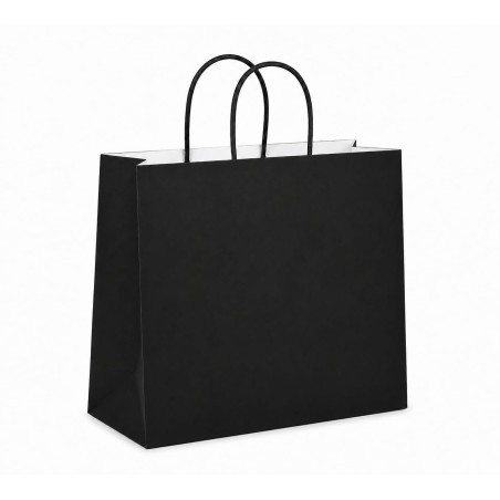 Bolsa papel c/asa rizada NEGRA