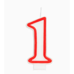 Pack de 12 Velas de Número Blancas con Borde Rojo | Velas para Tarta